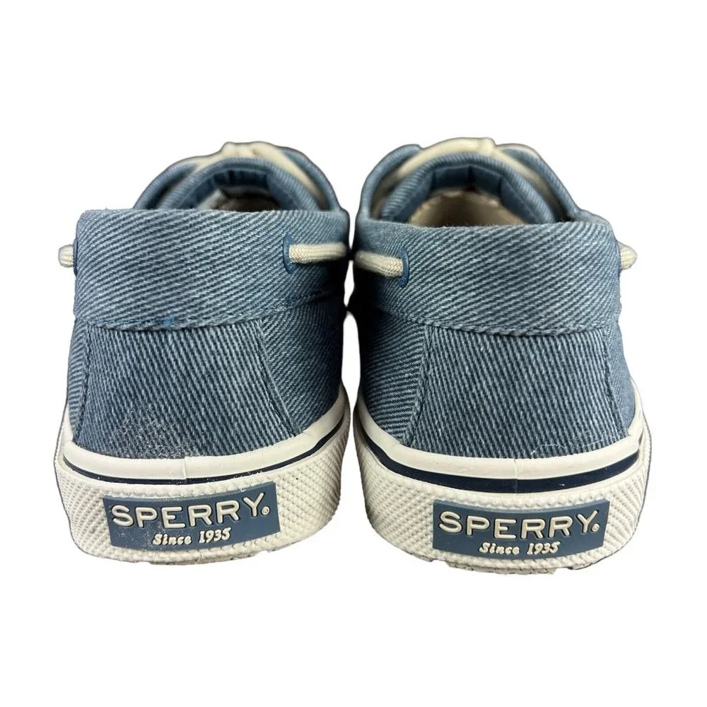 Sperry Top-Sider Halyard 2-Eye Twill Blue Boat Shoes STS25075 Men's Size 8 - 9 *